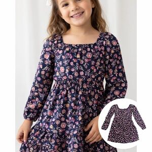 GAP Navy Floral Long Sleeve Dress with Pink & Cream Flowers